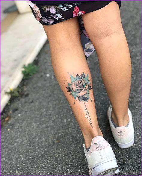 tattoo en pierna de mujer|Tatuajes de mujer en la pierna